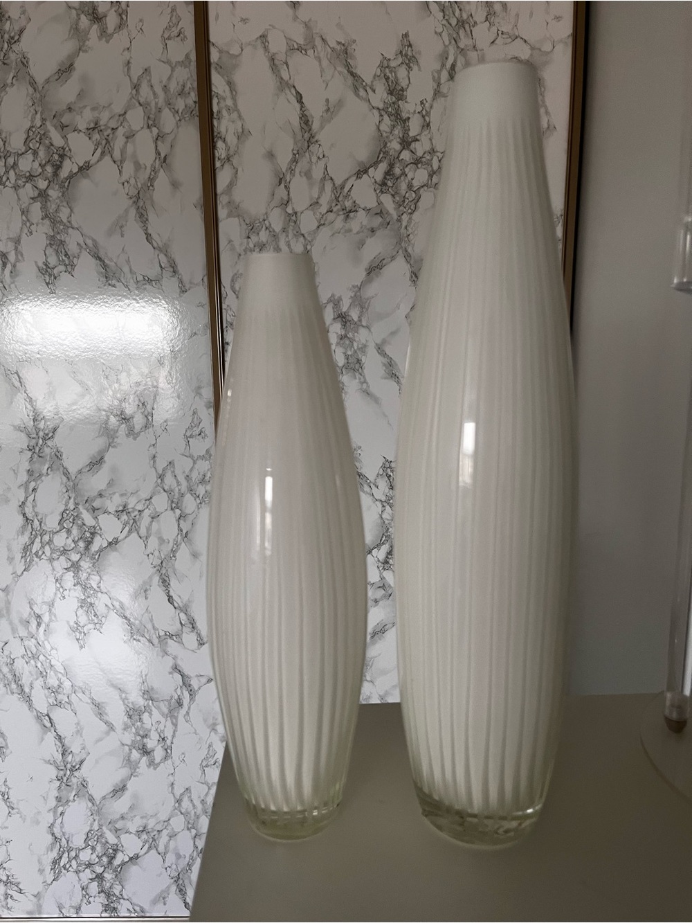 Ceramic-Effect White Ribbed Decorative Vase Pair - Home Accents